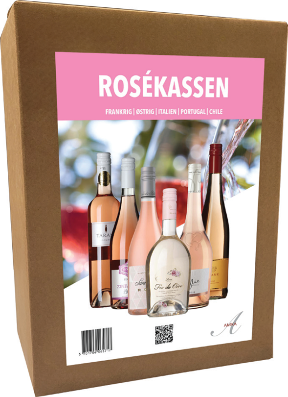 Rosékassen m. 6 flasker Rosévin